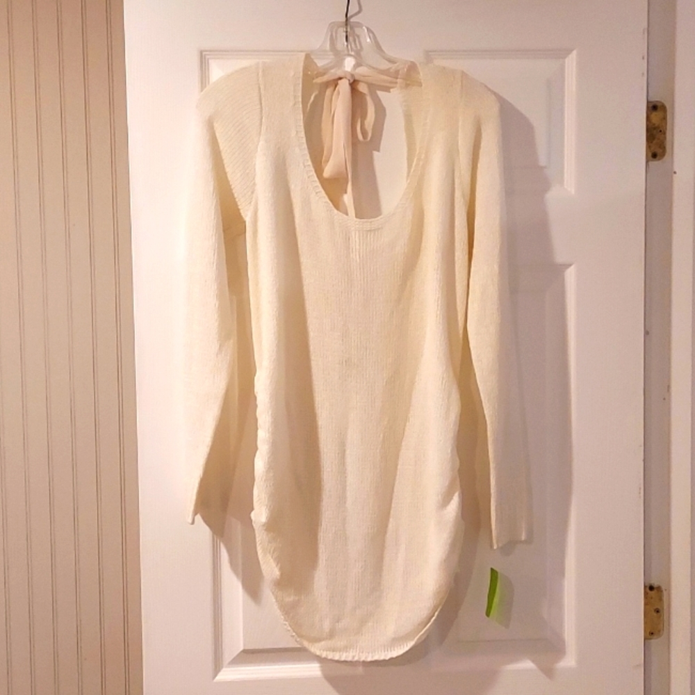 NWOT Women's SNDYS Everyday Cream Color Mini Knit Sweater Dress Size S